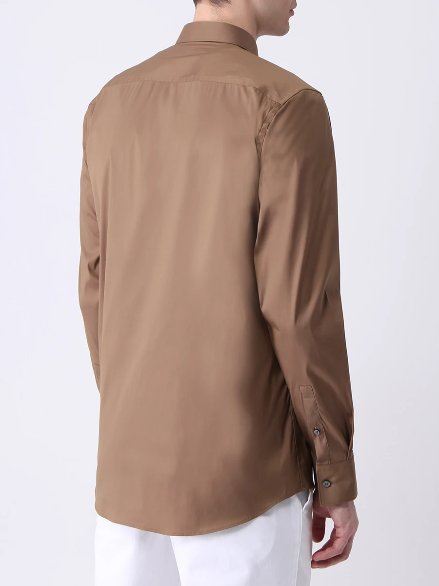Рубашка Slim Fit однотонная BOSS 50451097/254, размер 56, цвет коричневый 50451097/254 - фото 3
