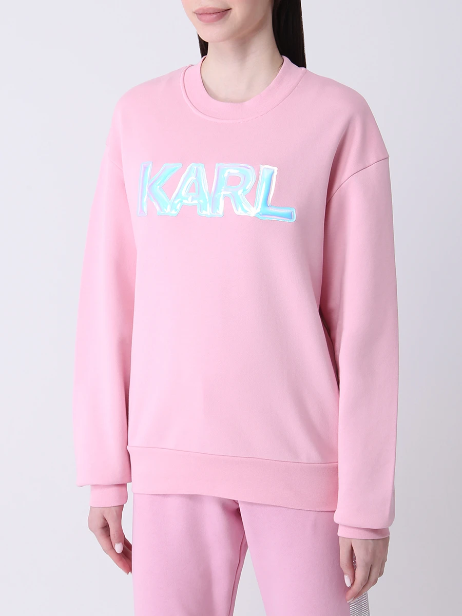Толстовка хлопковая KARL LAGERFELD 211W1882_51, размер 40, цвет розовый - фото 4