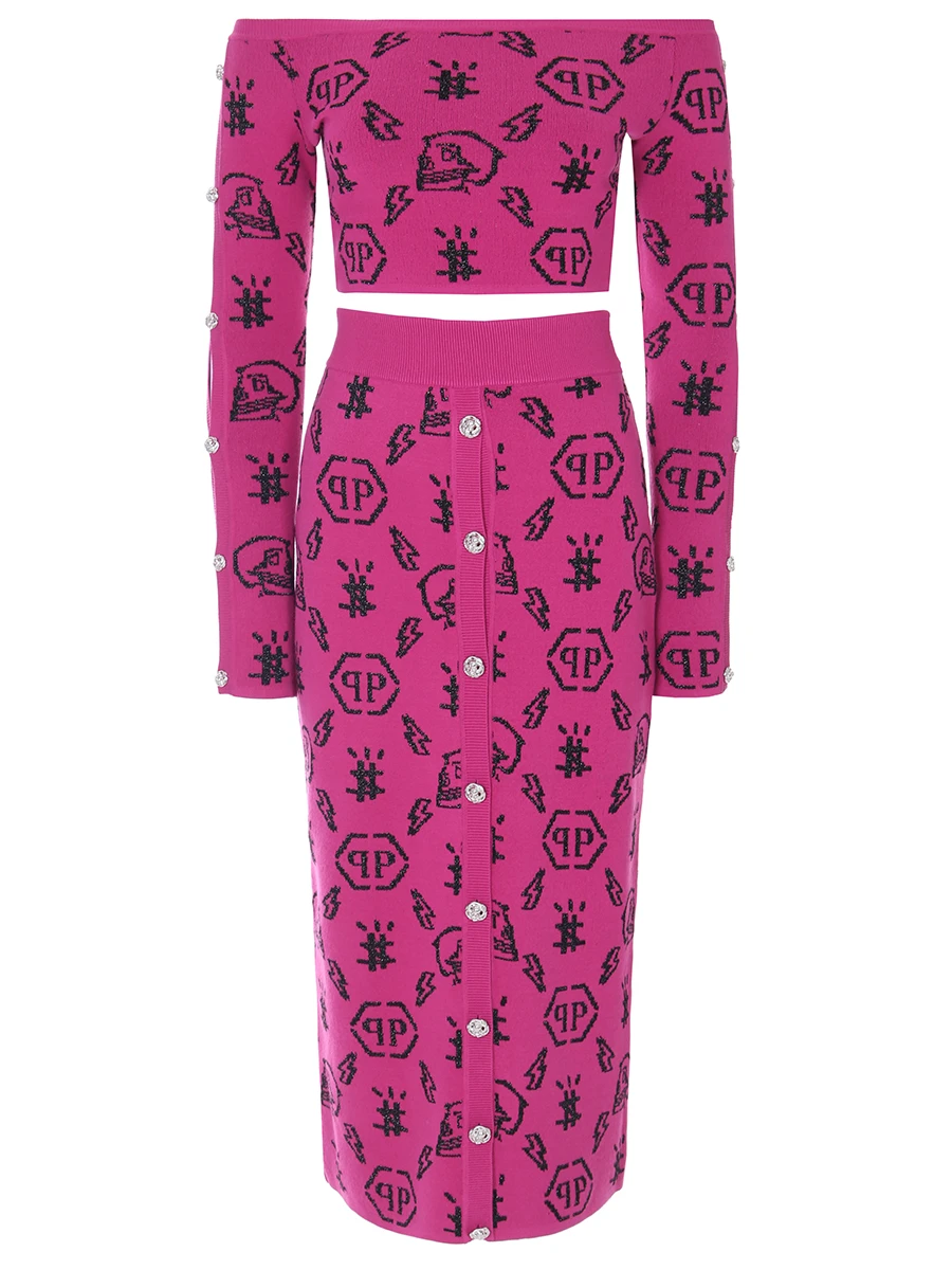 Костюм юбка и топ PHILIPP PLEIN PAAC WKD0009/33, размер 40, цвет розовый PAAC WKD0009/33 - фото 1