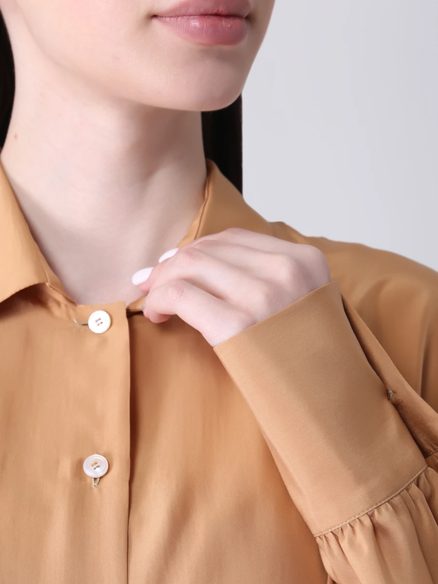 Блуза шелковая KITON D48424K09T620100B, размер 48, цвет бежевый - фото 5