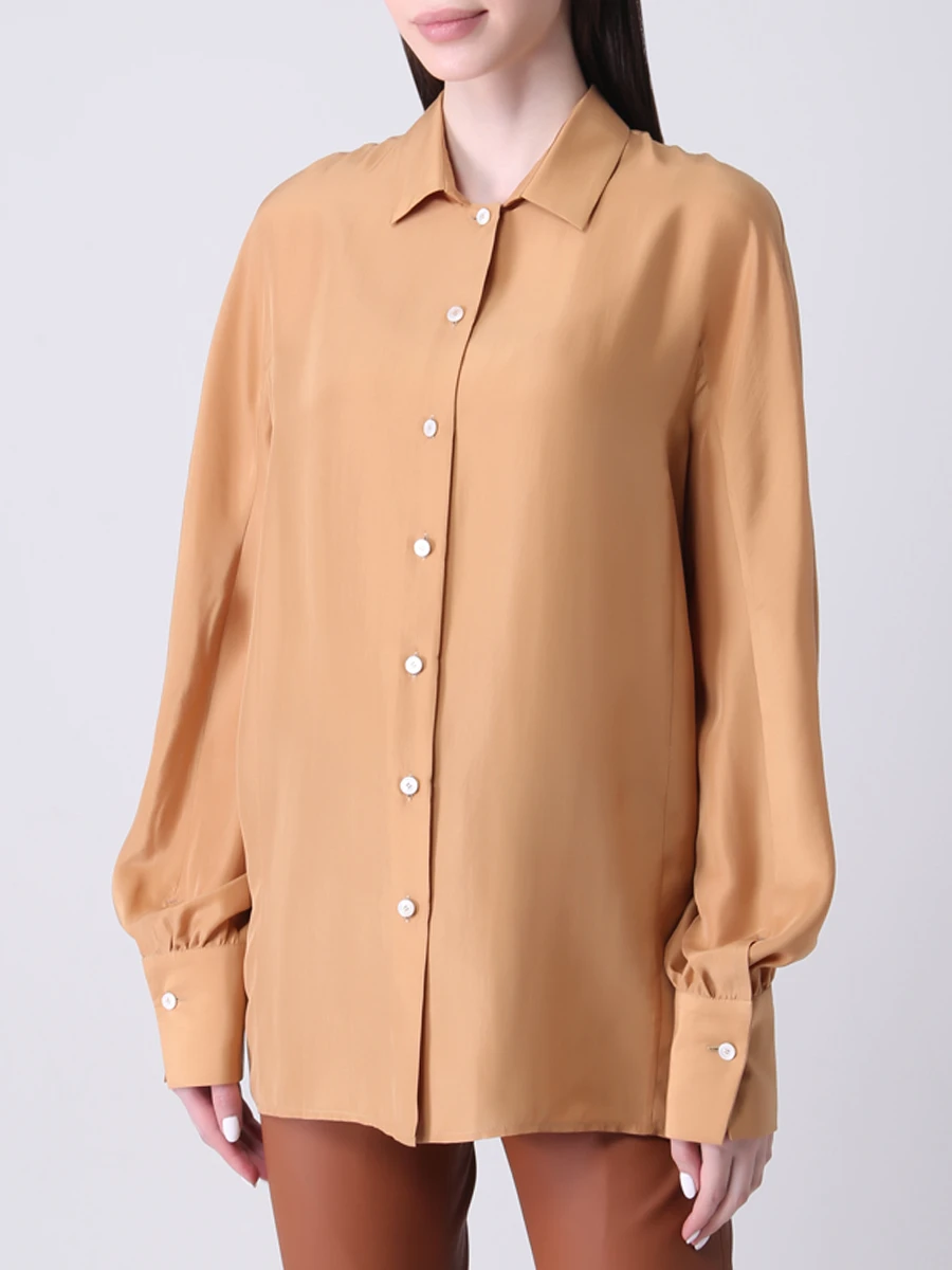 Блуза шелковая KITON D48424K09T620100B, размер 48, цвет бежевый - фото 4