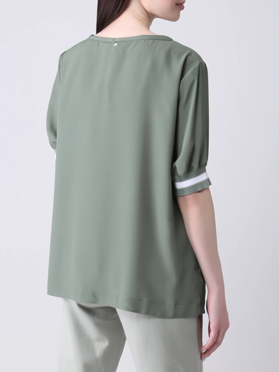 Блуза однотонная LORENA ANTONIAZZI P2138CA034/3284/617, размер 48, цвет зеленый P2138CA034/3284/617 - фото 3