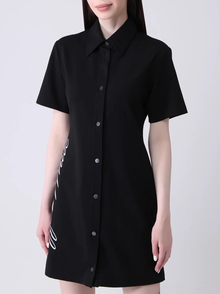 Платье-рубашка с логотипом OFF-WHITE OWDB297R21FAB0011001 Черный  Фото 4