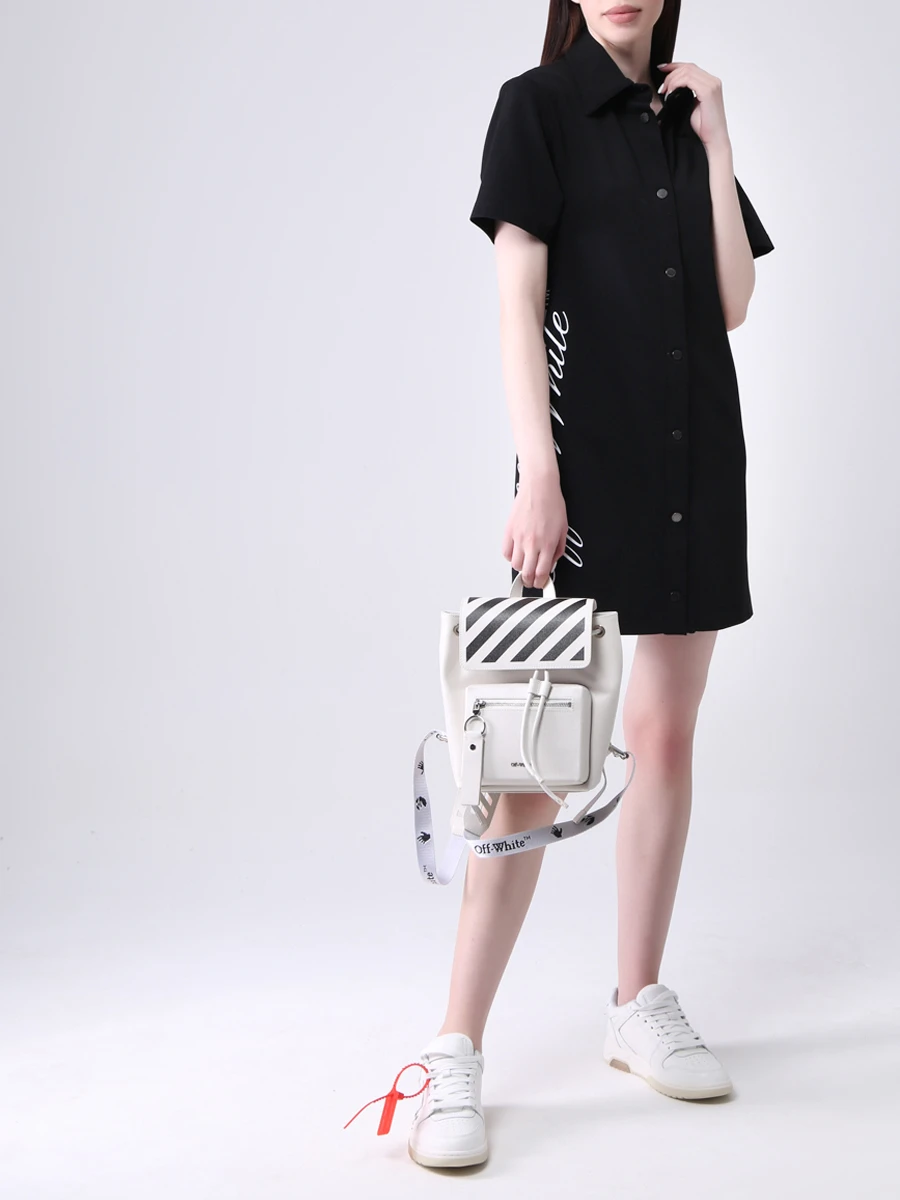 Платье-рубашка с логотипом OFF-WHITE OWDB297R21FAB0011001 Черный  Фото 2