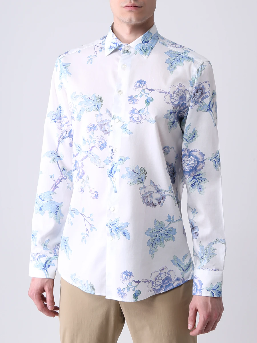 Рубашка Slim Fit хлопковая ETRO 4724/0990/12908, размер 56, цвет белый 4724/0990/12908 - фото 4