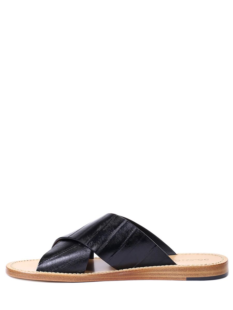 Шлепанцы кожаные DOLCE & GABBANA A80225 A8M24 80999 Черный  Фото 3