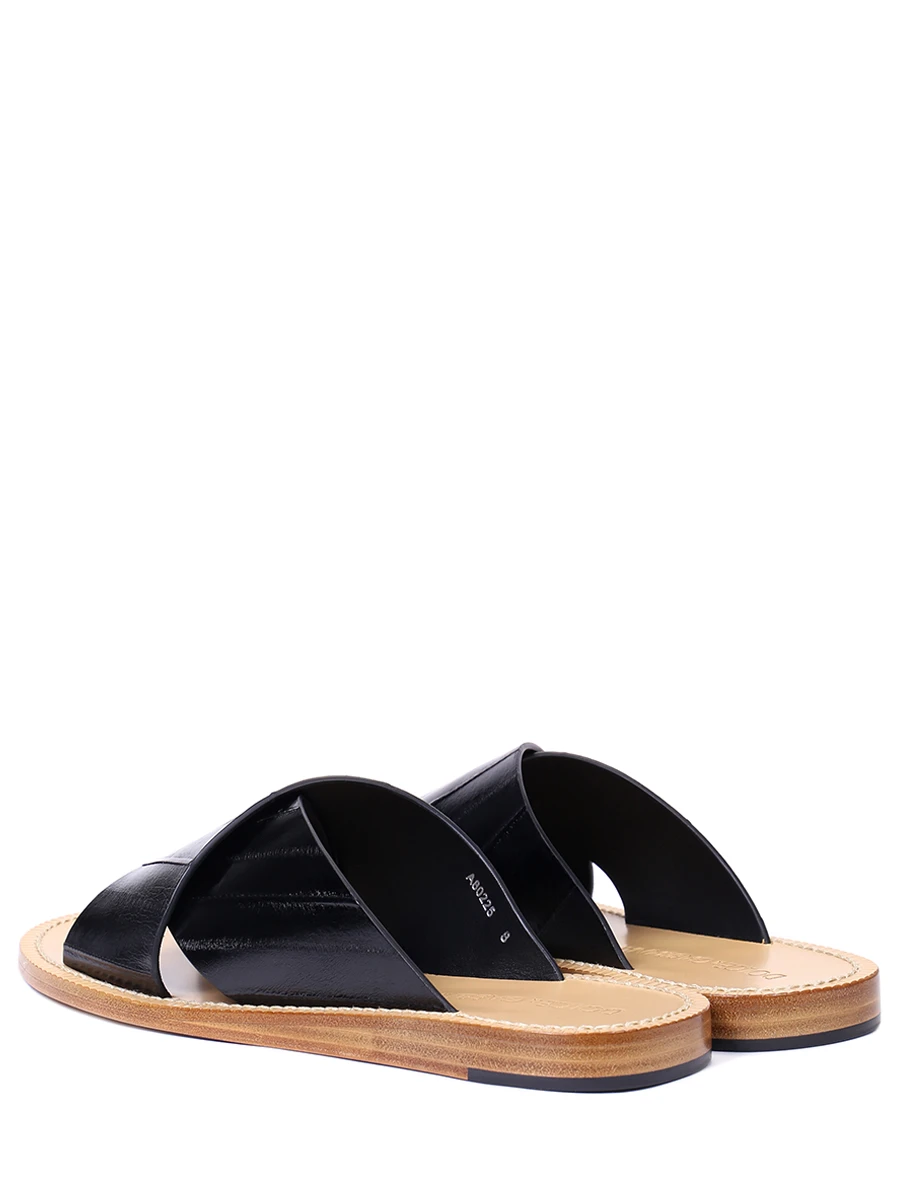 Шлепанцы кожаные DOLCE & GABBANA A80225 A8M24 80999 Черный  Фото 4
