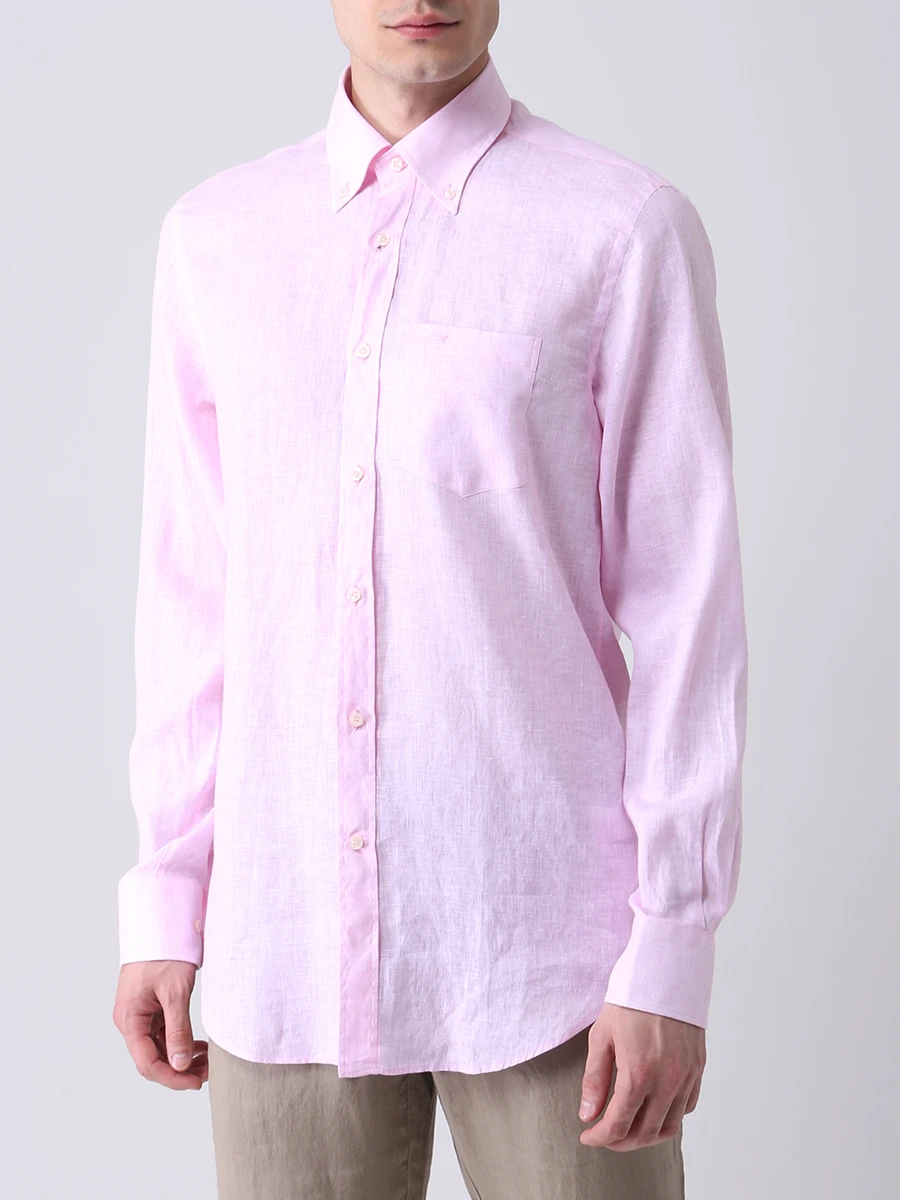 Рубашка Regular Fit льняная PAUL & SHARK 21413030/100, размер 50, цвет розовый 21413030/100 - фото 4