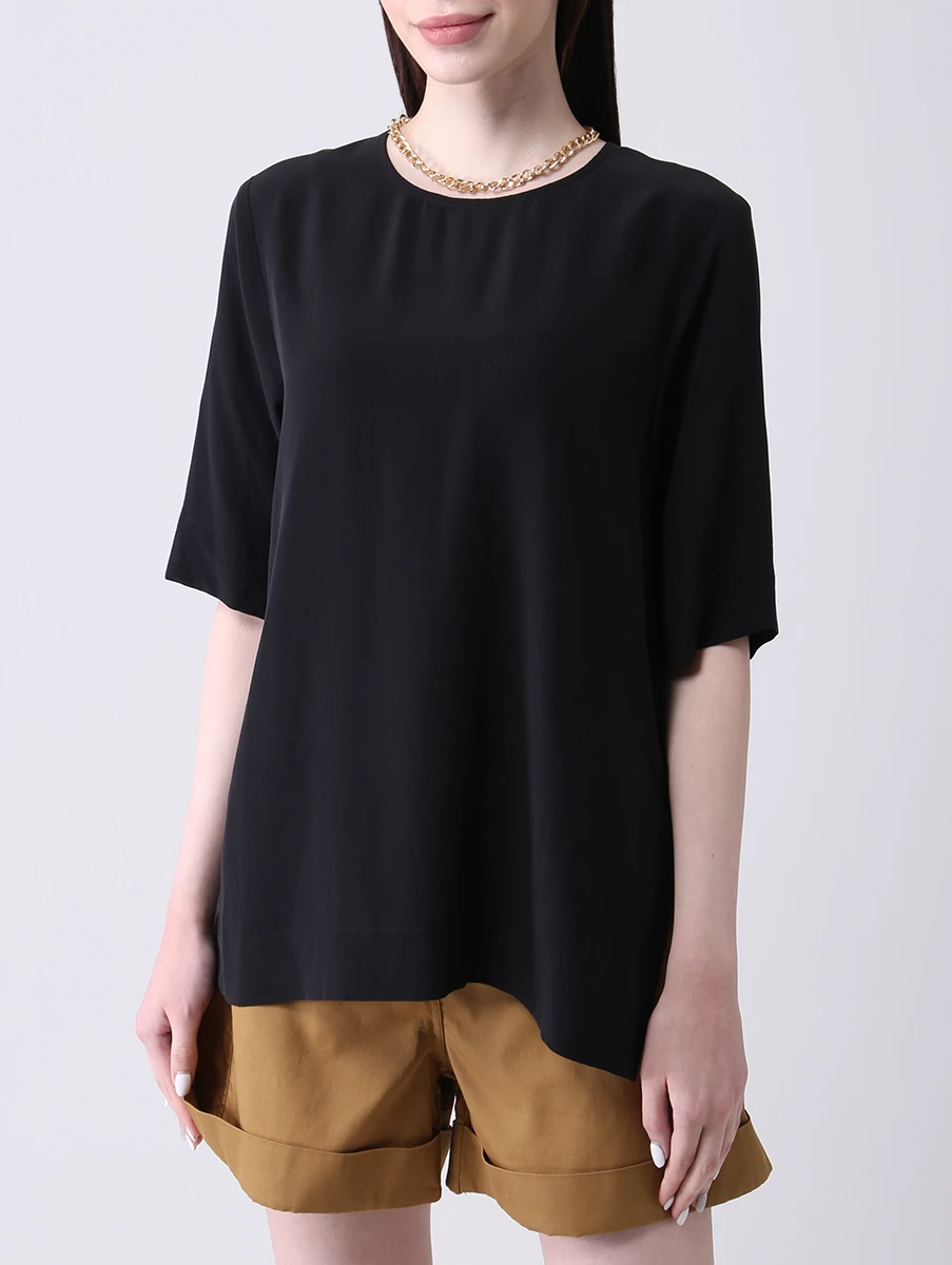 Блуза шелковая BY MALENE BIRGER Q68817013, размер 42, цвет черный - фото 4