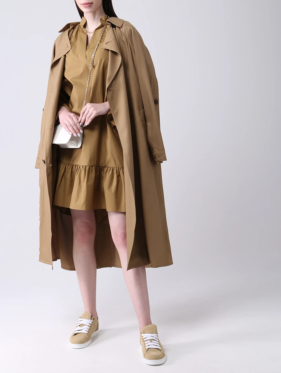 Плащ двубортный из вискозы BY MALENE BIRGER Q69247013 Коричневый  Фото 2