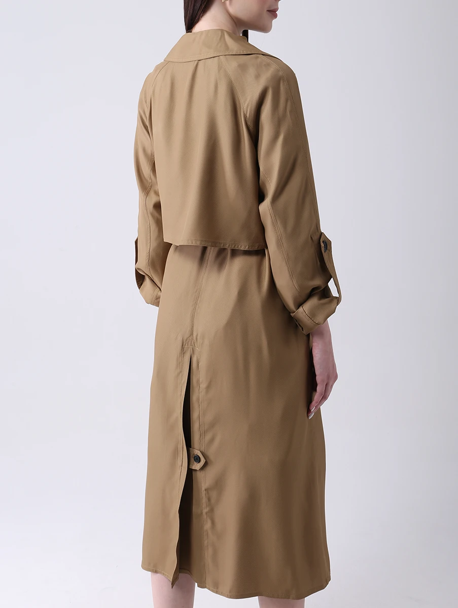 Плащ двубортный из вискозы BY MALENE BIRGER Q69247013 Коричневый  Фото 3