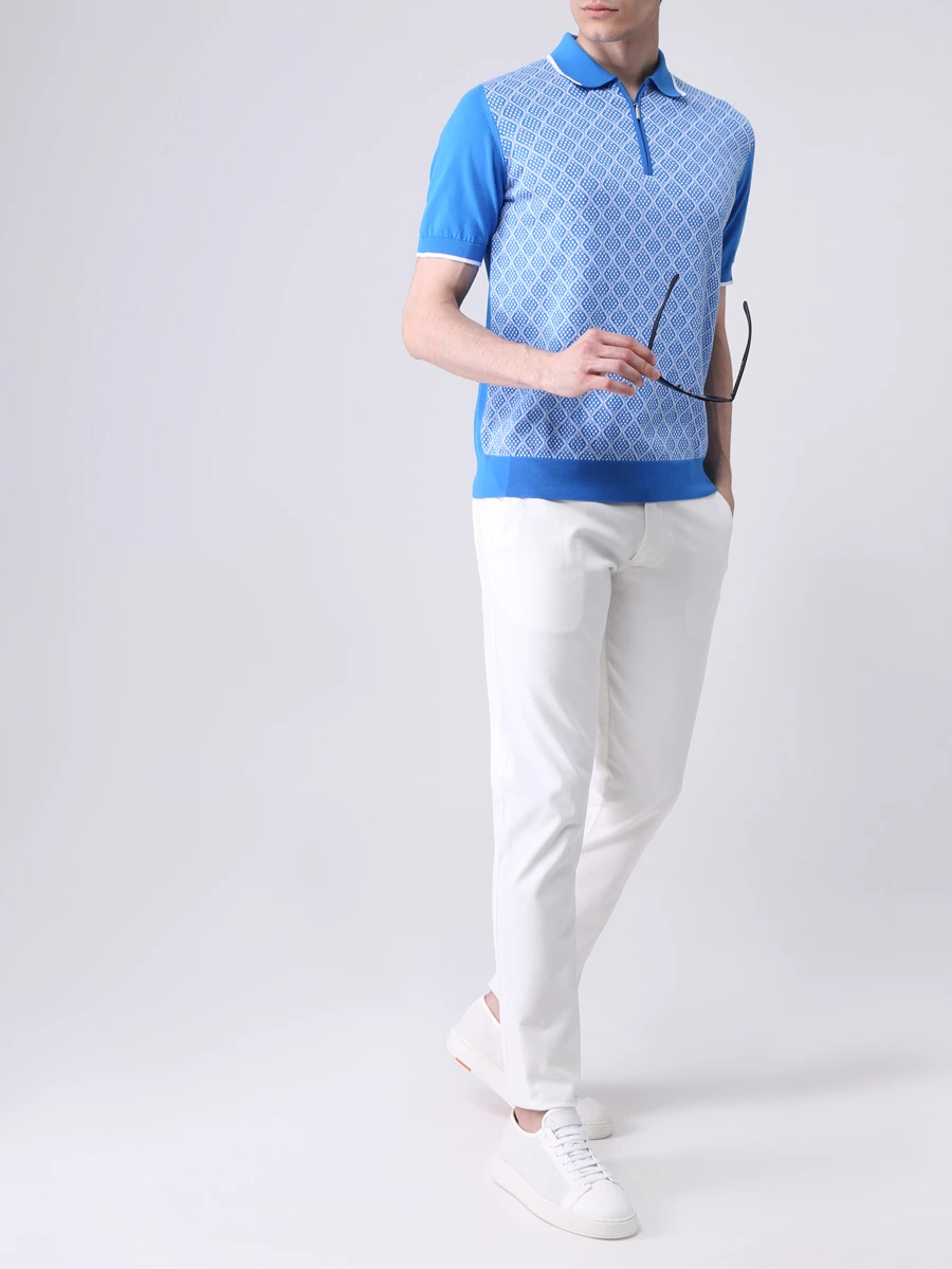 Поло хлопковое CASTANGIA 3757 SWEATER POLO ZIP E15 Голубой  Фото 2
