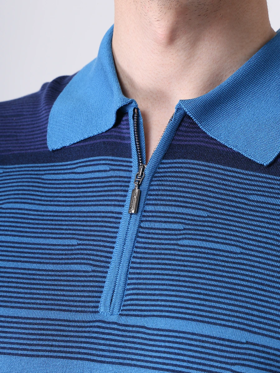 Поло шелковое CASTANGIA 2476/TRINIDAD/474 SWEATER POLO ZIP 11/1327 HSWZ Голубой  Фото 5