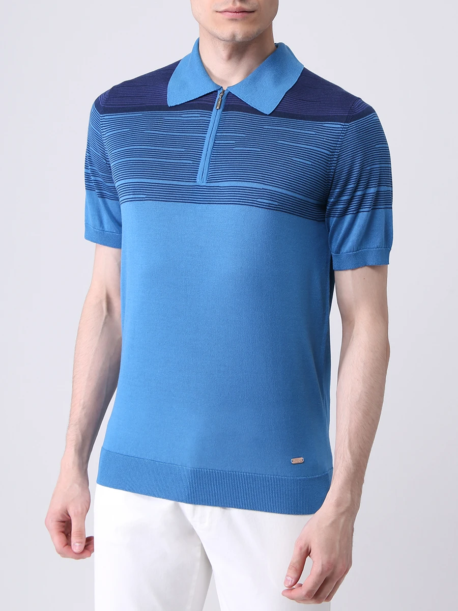 Поло шелковое CASTANGIA 2476/TRINIDAD/474 SWEATER POLO ZIP 11/1327 HSWZ Голубой  Фото 4
