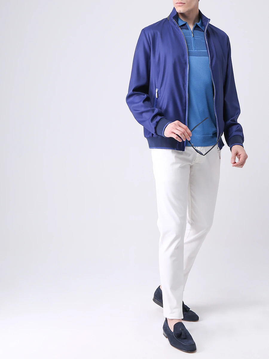 Поло шелковое CASTANGIA 2476/TRINIDAD/474 SWEATER POLO ZIP 11/1327 HSWZ Голубой  Фото 2