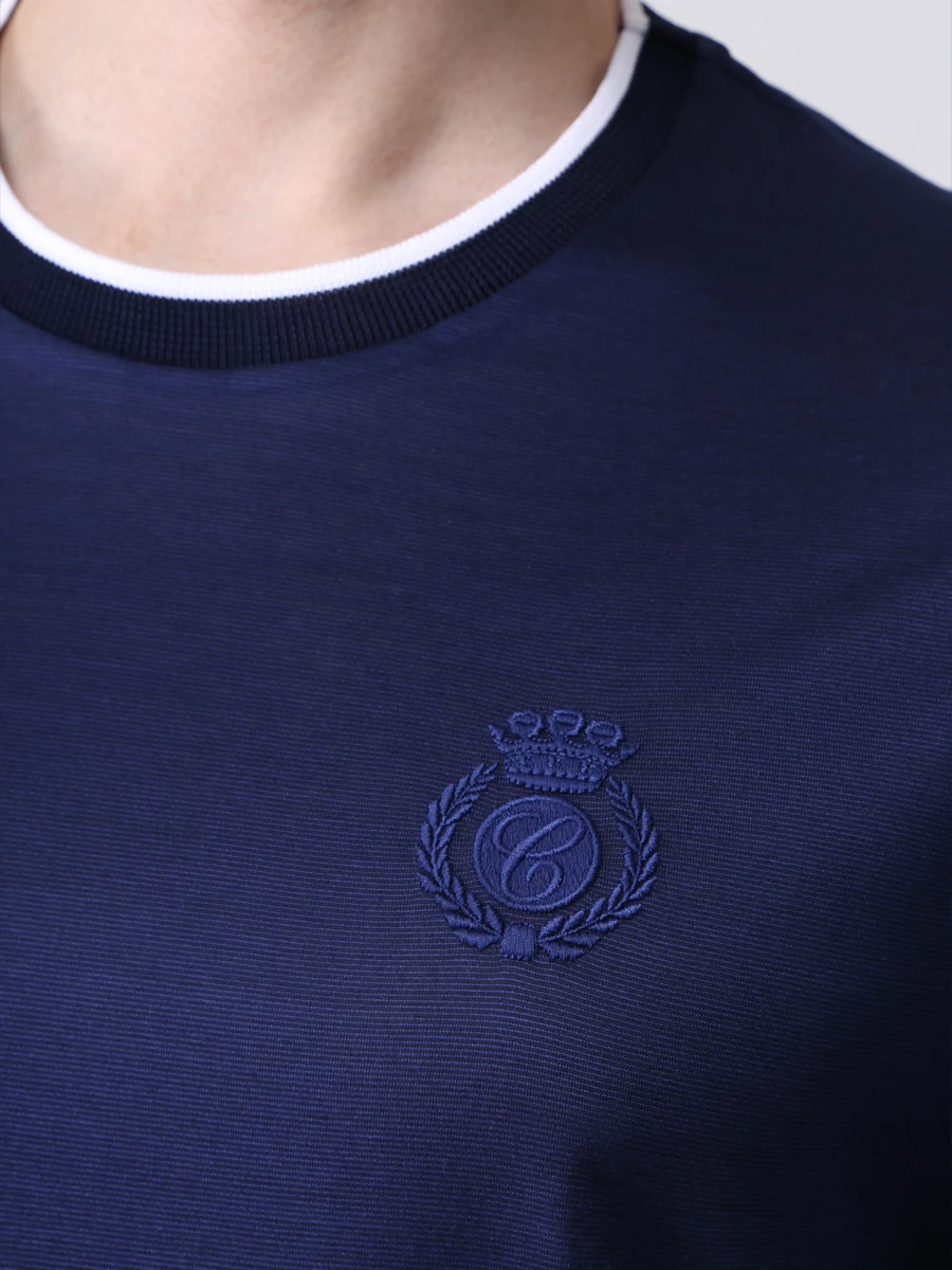 Футболка из шелка и хлопка CASTANGIA S NAVY T-SHIRT CA13 5 Синий  Фото 5
