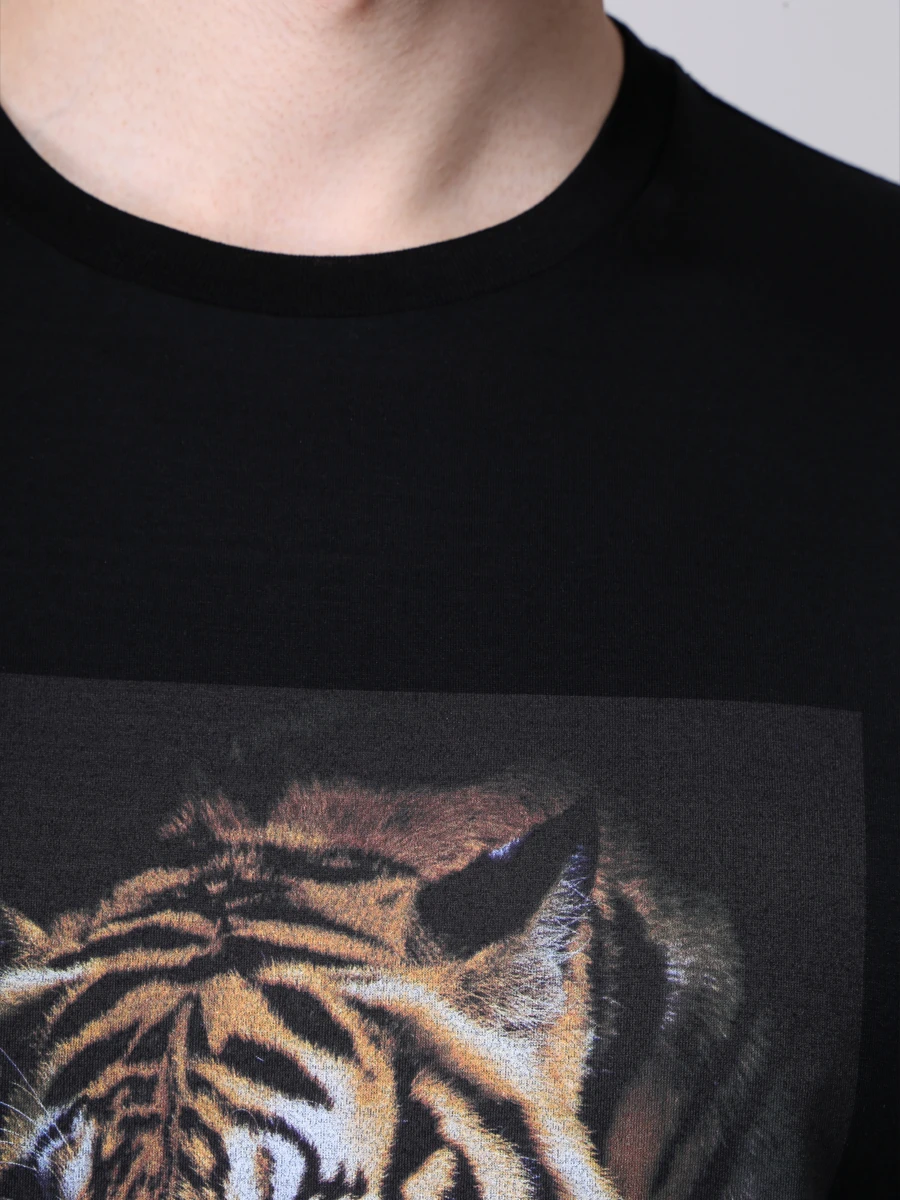 Футболка хлопковая с принтом CASTANGIA BLACK T-SHIRT TIGER E12 048 Принт  Фото 5