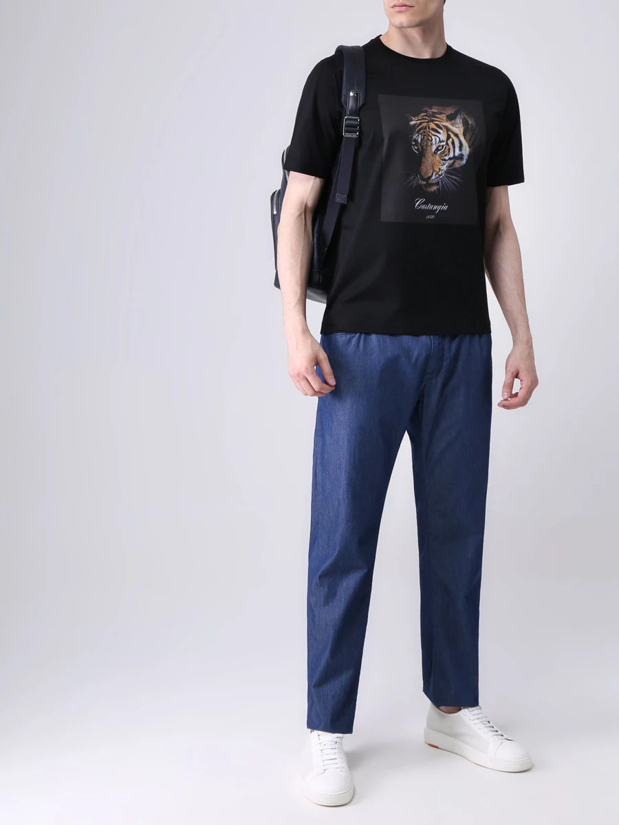 Футболка хлопковая с принтом CASTANGIA BLACK T-SHIRT TIGER E12 048 Принт  Фото 2