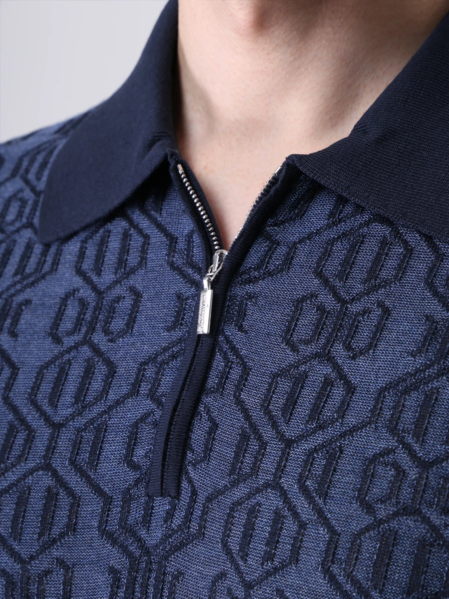 

Поло из шелка и хлопка, Принт, 469/3803 SWEATER POLO ZIP 78-11/1341 HSWZ