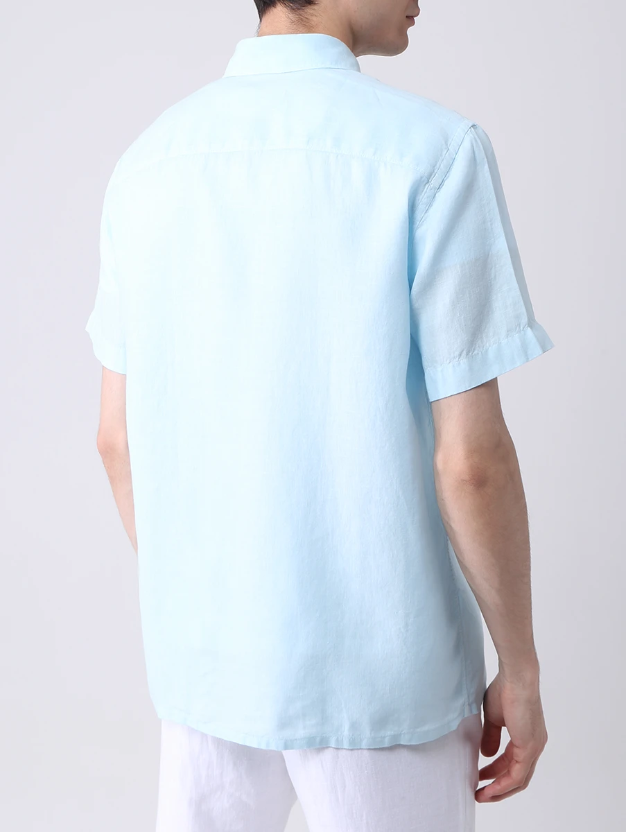 Рубашка Regular Fit льняная LORO PIANA FAL6374 6AG9, размер 48, цвет голубой - фото 3