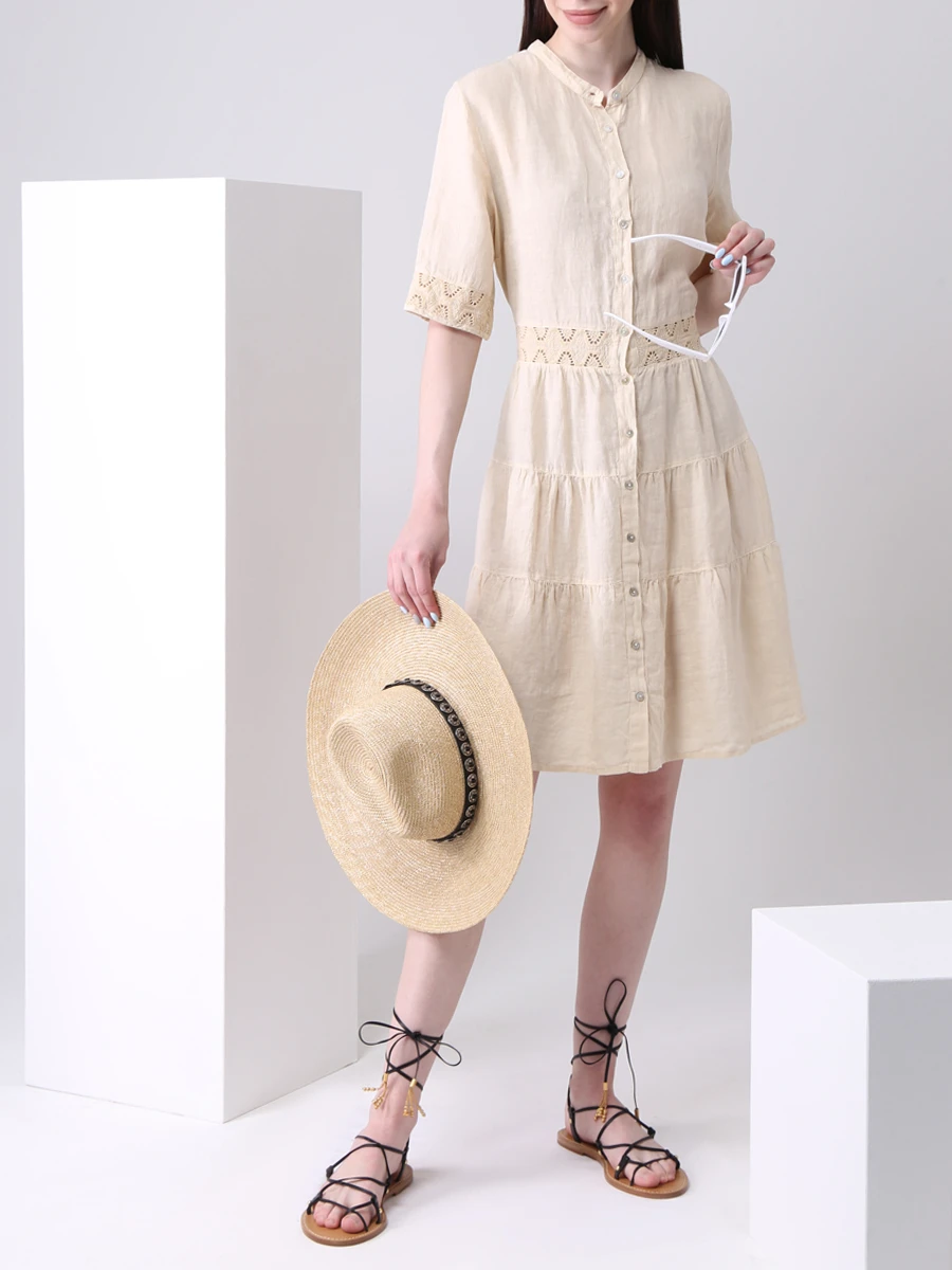 

Платье льняное, Бежевый, T0W495R000B317000 090