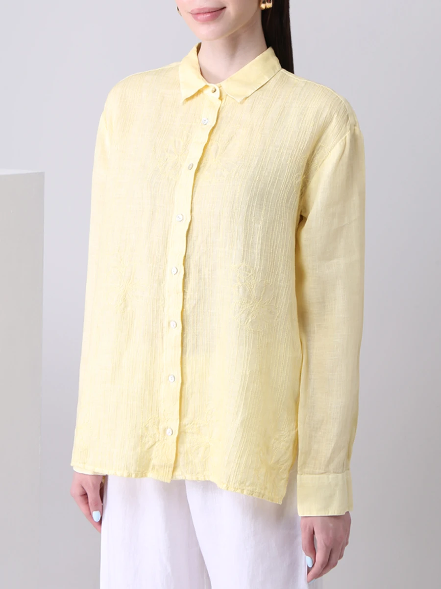 Рубашка льняная 120% LINO T1W19J2000F924S00 43, размер 44, цвет желтый - фото 4