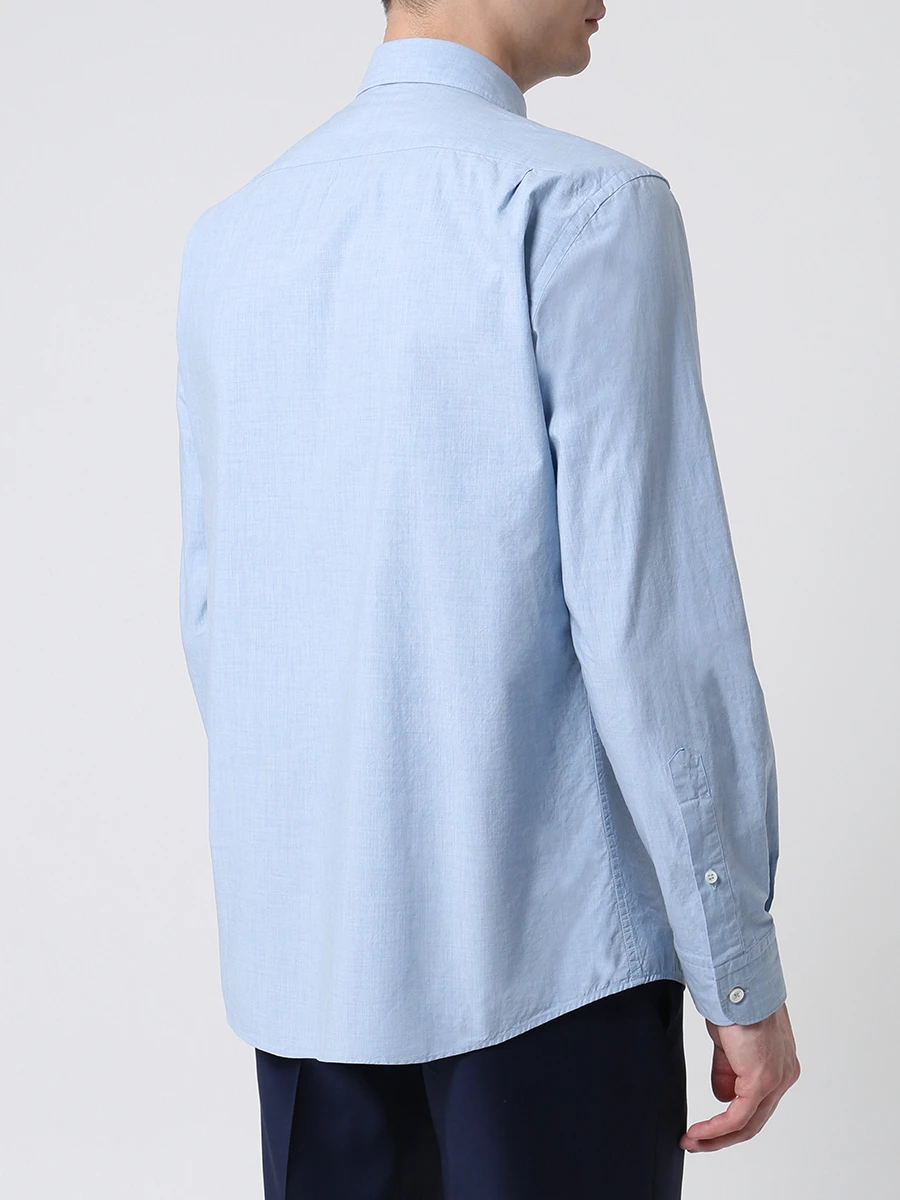 Рубашка Classic Fit хлопковая ZEGNA UWX07 SAF2 012 Голубой  Фото 3