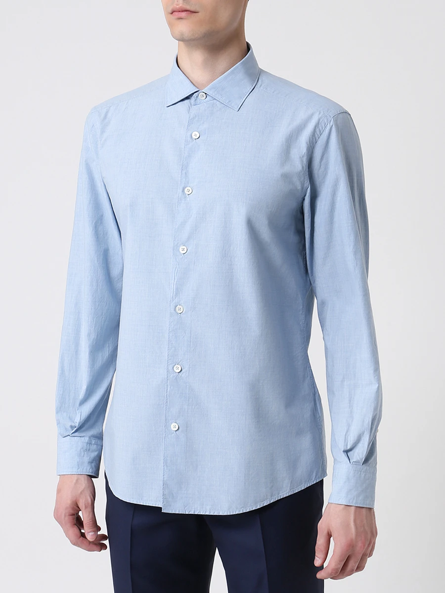 Рубашка Classic Fit хлопковая ZEGNA UWX07 SAF2 012 Голубой  Фото 4