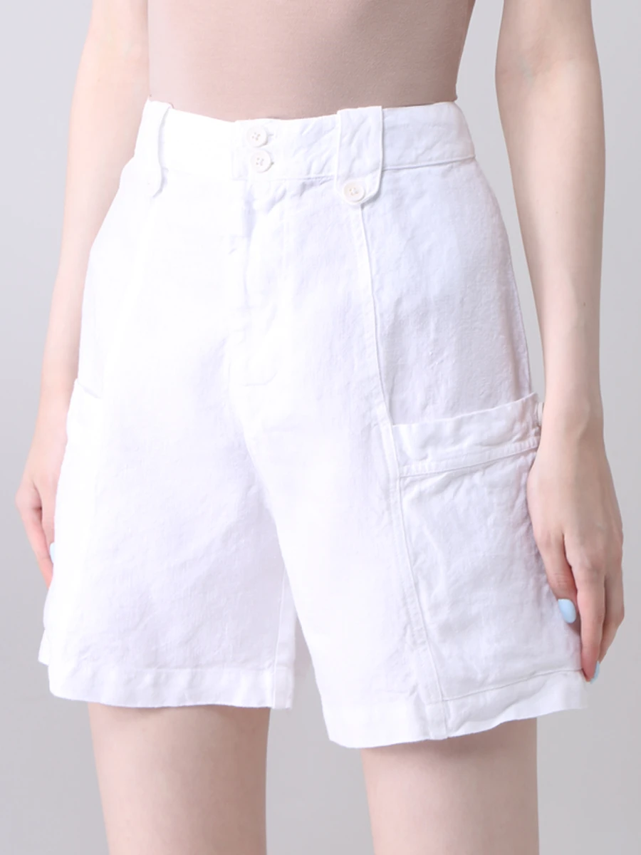 Шорты льняные 120% LINO T0W29BN0000476000 50 Белый  Фото 4