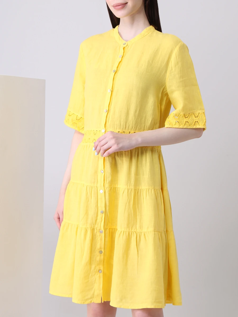 Платье льняное 120% LINO T0W495R000B317000 041, размер 40, цвет желтый - фото 4