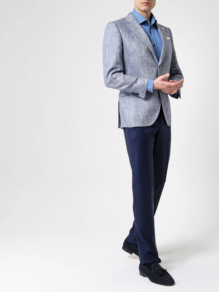 Рубашка Regular Fit хлопковая CESARE ATTOLINI CAUSAF/MIKE S21CMJ09 B12 Голубой  Фото 2