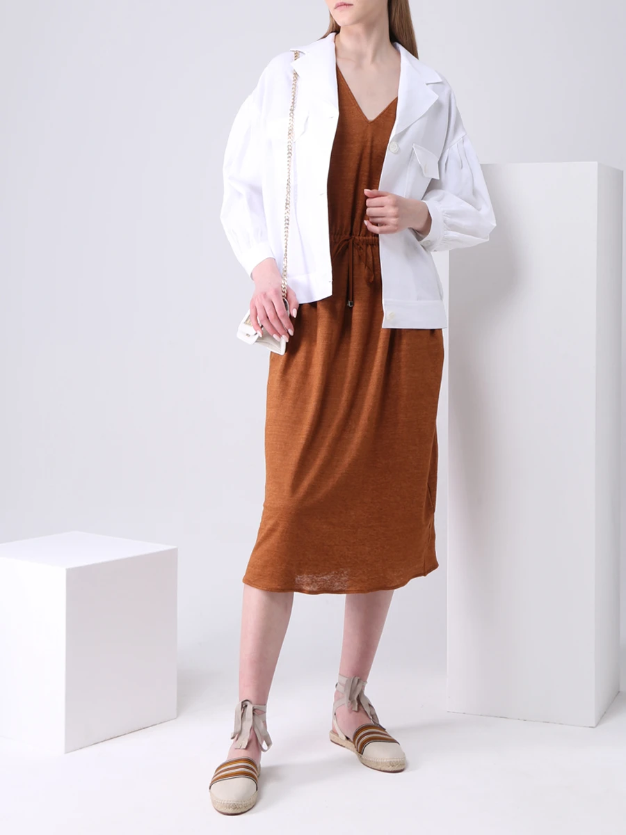 Платье льняное KITON D51343TK09T9401005 Коричневый  Фото 2