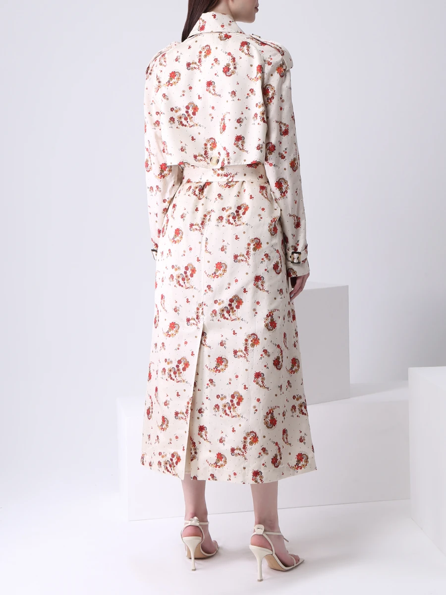 Тренч хлопковый с принтом LAROOM ss21-1722 Молочный Кремовый  Фото 3